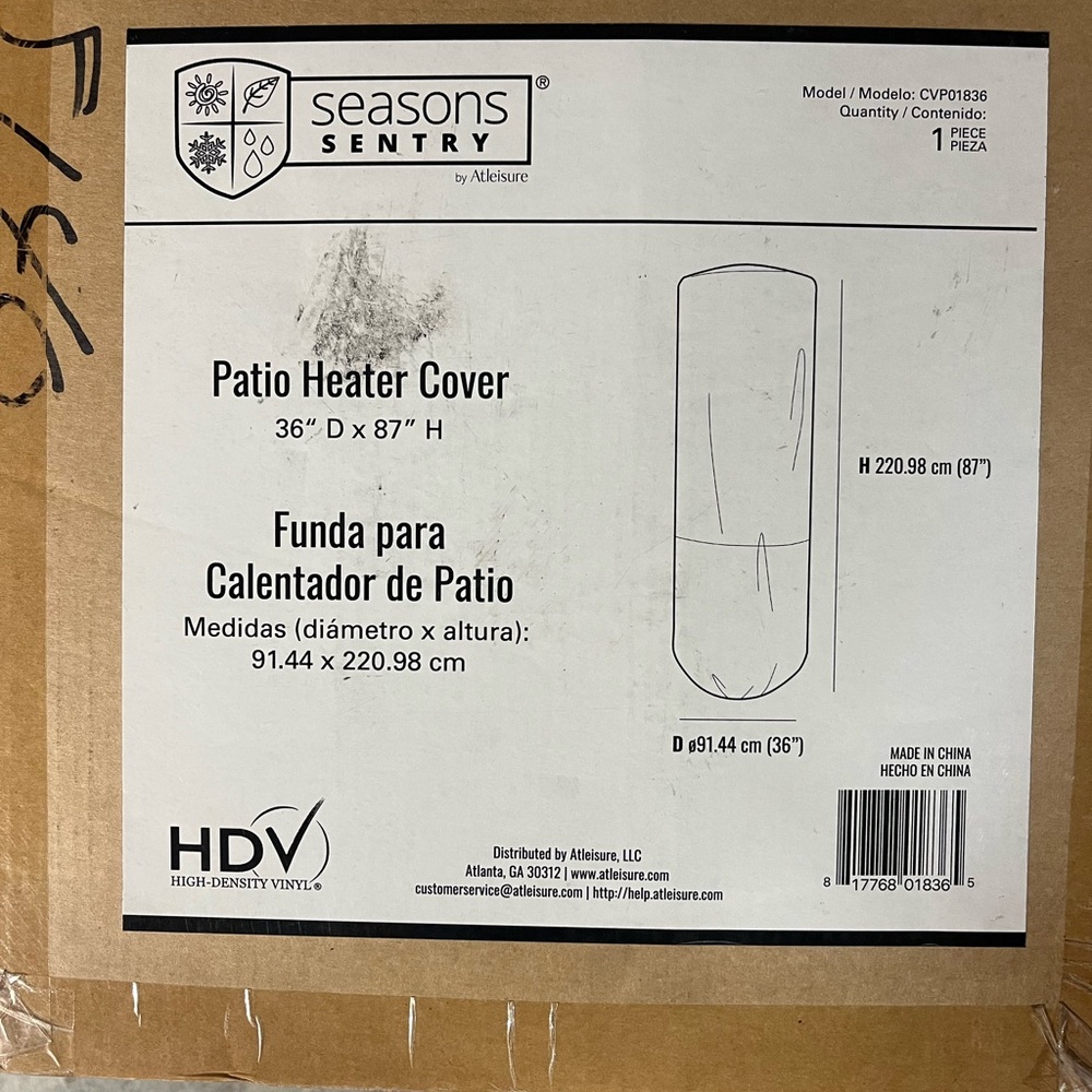 New in box, seasons sentry patio heater cover